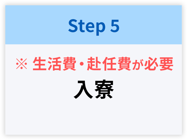 【Step5】入寮※生活費・赴任費が必要